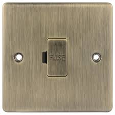 D-FS13-ABM 13A Fused Spur Metal Insert Antique Brass